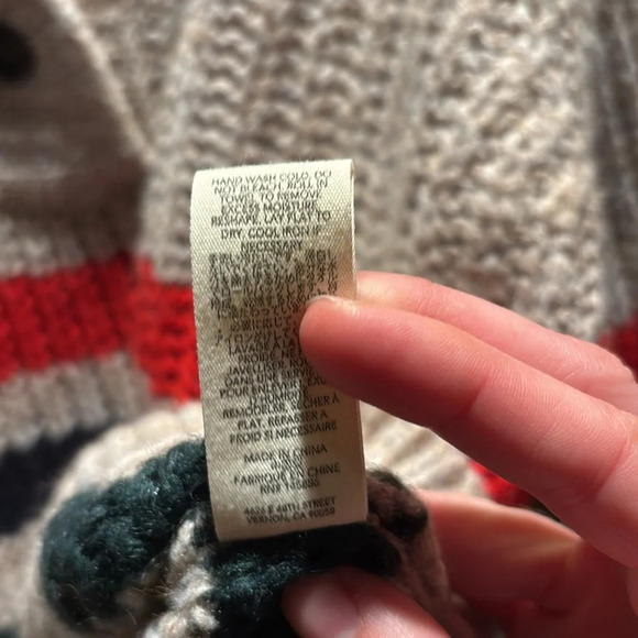 THE GREAT. Gray V-Neck Sweater with Stripes - Picture 5 of 7